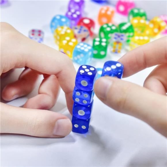 100 Pieces 12MM Small 6 Sided Dice Set Translucent Colors Dice, with Black Pouch - Picture 3 of 7